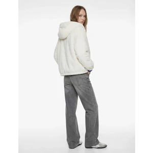 Kapüşonlu Fermuarlı Suni Kürk Ceket