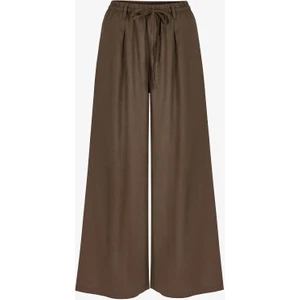 Haki Keten Yüksek Bel Pantolon