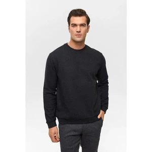 Siyah Regular Düz Bisiklet Yaka Sweatshirt