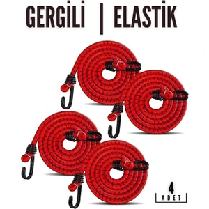 Creatividad Solutions Gergili Bagaj Lastiği 2 Kancalı 4 Lü Paket