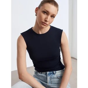 21054 Büzgülü Basic T-Shirt-K.lacivert