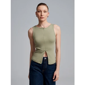 31764 Fermuar Detaylı Top-Çağla