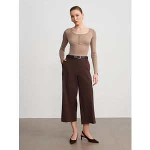 72640 Düz Paça Pantolon-Kahve