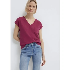 V Yaka Pembe Basic Tişört 1600961-70919