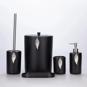 Leaf Banyo Seti Siyah-Gümüş