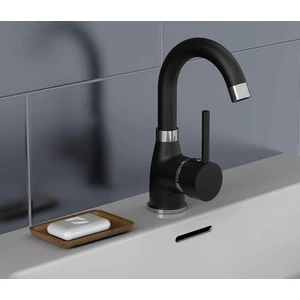 Siyah Sardıcı Lavabo Musluğu Aç - Kapa Pirinç Malzemeden Üretilmiş Modern Tasarım