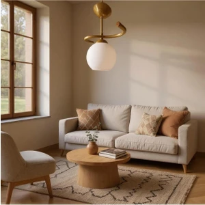 Ömür Avize Hestia Gold Kasa Beyaz Cam Tekli Avize