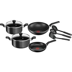 Süper Cook 9 Parça Tencere Seti Siyah Renk Teflon Kaplama 24 cm Derin Tencere