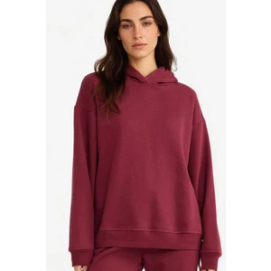 Relax Fit Kapüşonlu Basic Düz Kalın Sweatshirt D9935AX25WN