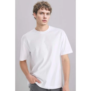 %100 Pamuk Oversize Bisiklet Yaka Basic Kısa Kollu Tişört E6885AXNS