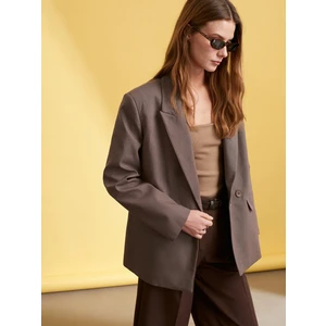 60788 Blazer Ceket-Koyu Vizon