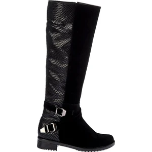 Fox Shoes Siyah Yılan Süet Kadın Çizme E726203402