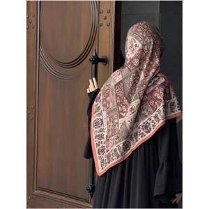 Qalortex Scarf Pamuklu Soft Osmanlı Desen Eşarp-Taba