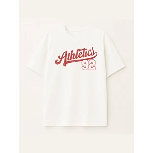 Varsity Baskılı Beyaz T-Shırt