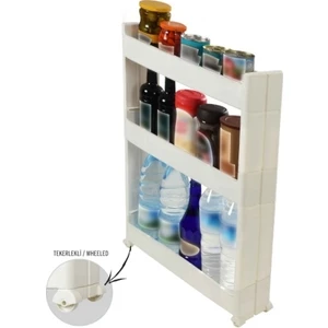 Tekerlekli 3 Katlı Mutfak Banyo Rafı Antrasit Renkli Düz Tasarım 49,5x14x68 cm Özellikli