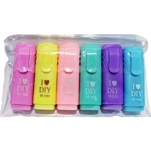 Mini Fosforlu Kalem 6'lı Kilitli Poşet