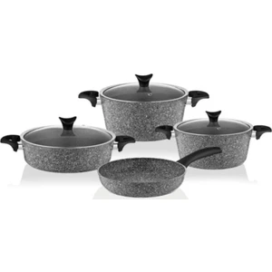Mastercook 7 Parça Gri Granit Tencere Seti Döküm İç Yüzey ile Şık Tasarım ve 20 cm 24 cm Ebatlar