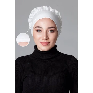 Krem Penye Fırfırlı Kaymayan Bone