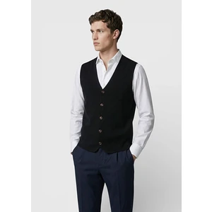Siyah Regular Fit V Yaka Casual Örme Triko Yelek