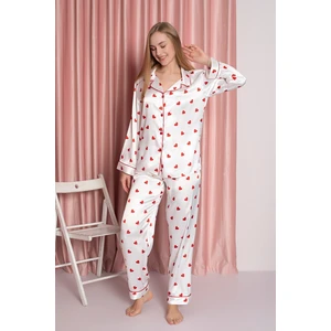 Krem Saten Pijama Takımı