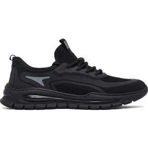Zero Erkek Siyah Bağcıklı Kalın Tabanlı Kumaş Sneaker 26SFD69156F