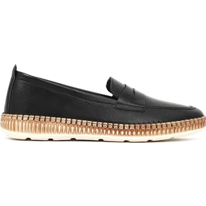 Kadın Siyah Deri Loafer 26PFD501218