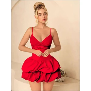 Askılı Balon Etekli Mini Elbise 1059-1063