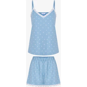 Mavi Aqua Pamuklu Şortlu Pijama Takımı
