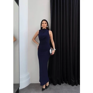 Esra Helvacı Drapeli Yırtmaçlı Midi Elbise