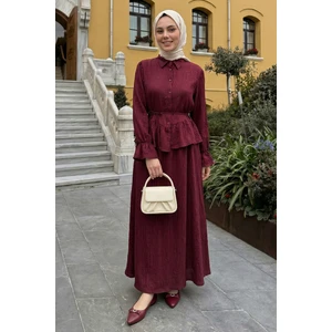 Pullu Gömlekli Ikili Bordo Takım