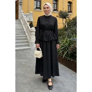 Pullu Gömlekli Ikili Siyah Takım