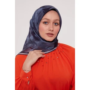Soft Eşarp D2 Çiçek Desen Lacivert
