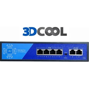 3DCOOL 3D-PSE04 6 Port Kamera POE Switch 4xPoe 2xUplink 65W 250mt