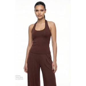 Kahverengi Halter Yaka Üst