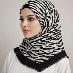 Emprime Koton Eşarp -  Siyah / BEYAZ-6292-05