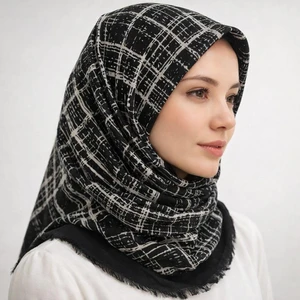 Emprime Koton Eşarp -  Siyah / BEYAZ-6292-07