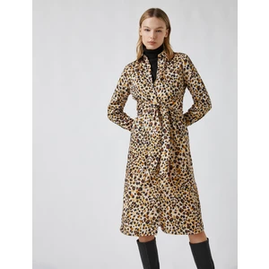 Leopar Desenli Midi Elbise