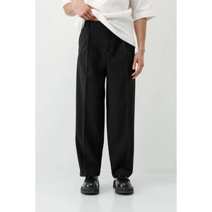 Baggy Fit Pilili Pantolon Siyah