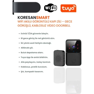 Wifi Akıllı Görüntülü Kapı Zili – Gece Görüşlü