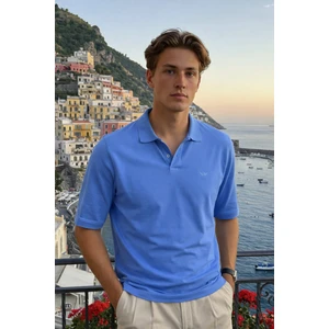 Erkek Basic %100 Pamuk A.mavi Polo Yaka Tişört