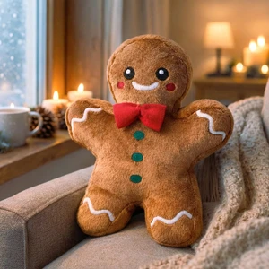 Eco Sepet Kurabiye Adam Peluş Yastık, Uyku Arkadaşı Peluş, Yılbaşı Tay Tüyü Kumaş Kurabiye Adam 32 Cm