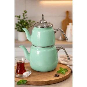 Net Çelik Emaye Çaydanlık Seti Mint