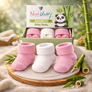 3'Lü Bambu Yenidoğan Bebek Çorap Pinky