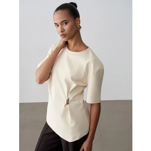 32445 Aksesuar Detaylı Basic T-Shirt-Taş