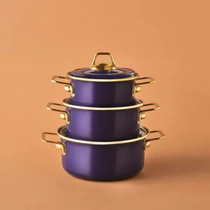 Piraye Emaye 3 Parça Tencere Seti Lacivert