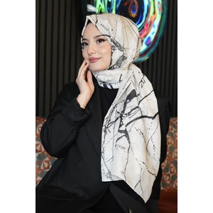 Mermer Desen Bej Soft Pamuk Şal