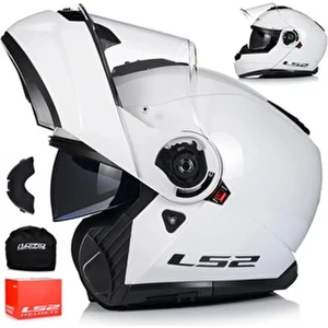 Strobe 2 Beyaz Çene Açılır Kask