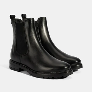 Kadın Siyah Kalın Topuklu Deri Bot