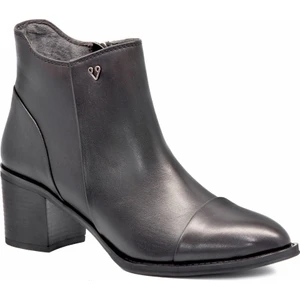 21856 Kadın Siyah Deri Bot