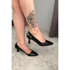 Kadın Sity Siyah Rugan 6 cm Ince Topuklu Stiletto